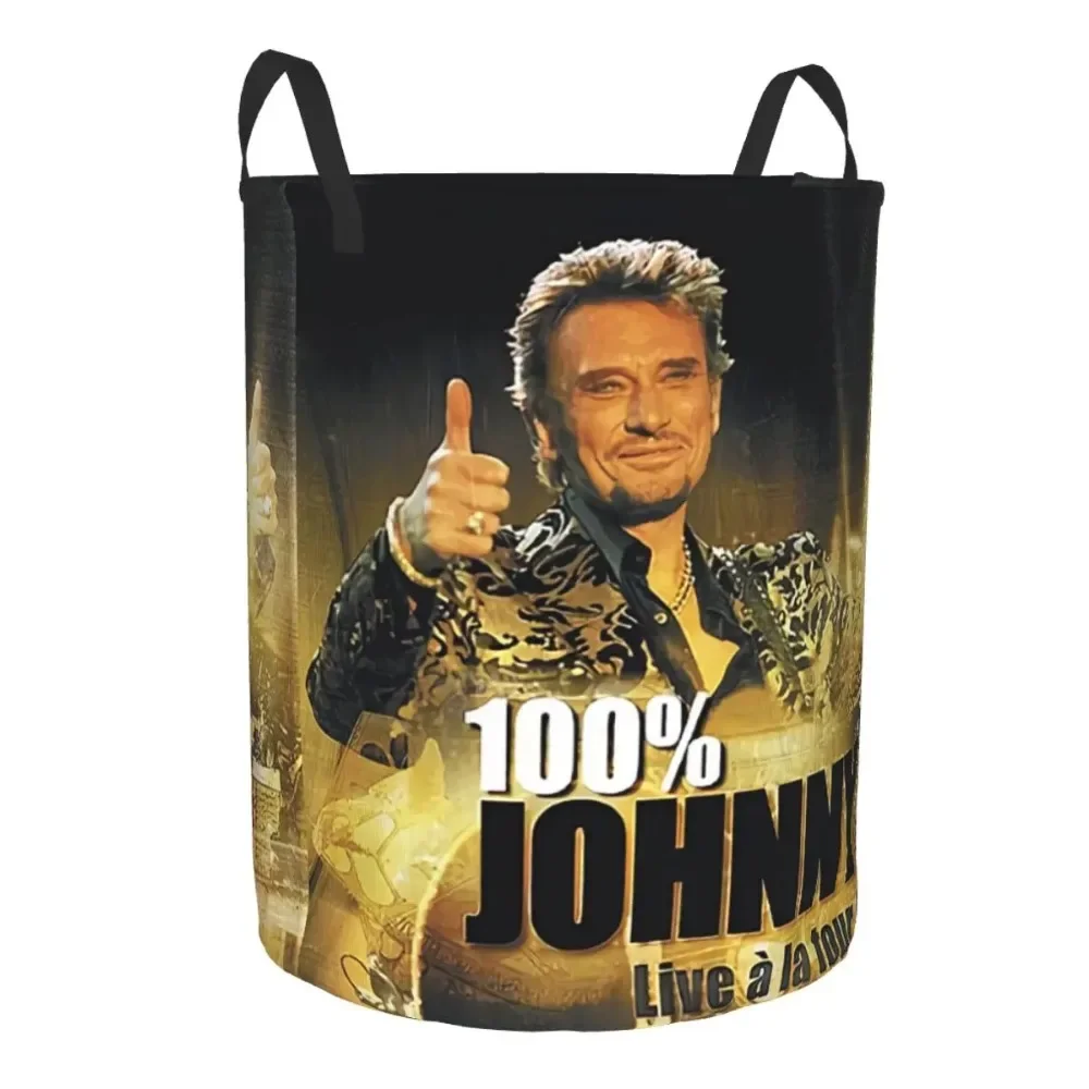 Johnny Hallyday Laundry Basket Collapsible French Rock Singer Clothes Toy Hamper Storage Bin for Kids Nursery