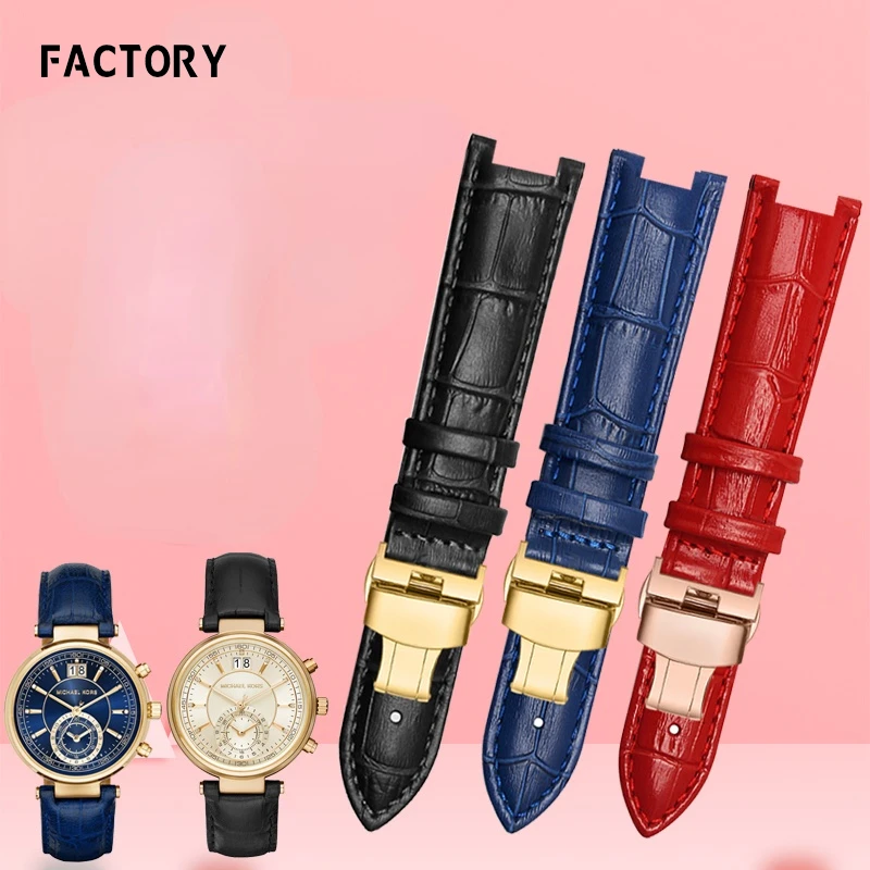 Genuine Leather Watch Band for Michael Kors Mk5774 2425/43 Starry Sky Concave Female Real Leather Watch Strap Mike Coles