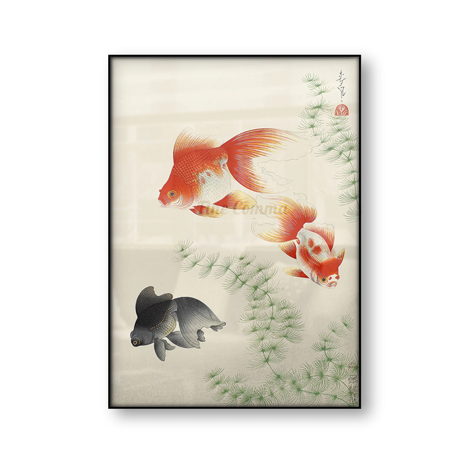 Goldfish Ono Bakufu Vintage Japanese Art Poster Woodblock Canvas Print Ukiyoe Wall Art Aquatic Asian Art Painting Home Decor