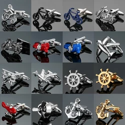 High end men's French shirt cufflinks Classic airplane boat anchor motorcycle Bicycle Model business suit accessories jewelry