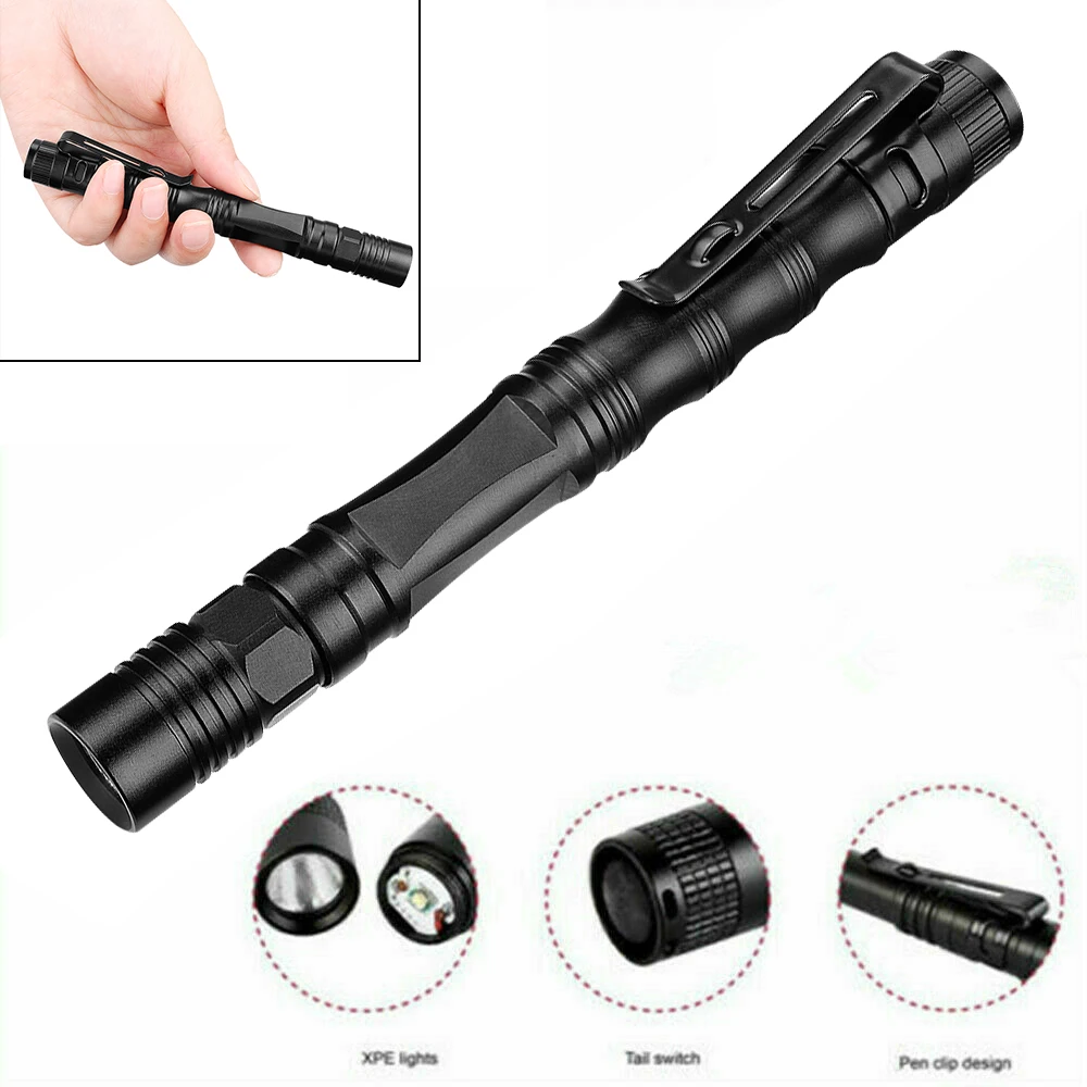 1PC Mini Pen LED Flashlight Waterproof Pocket Torch Powerful LED Lantern AAA/AA/18650 Battery Powerful Led for Camping Hunting