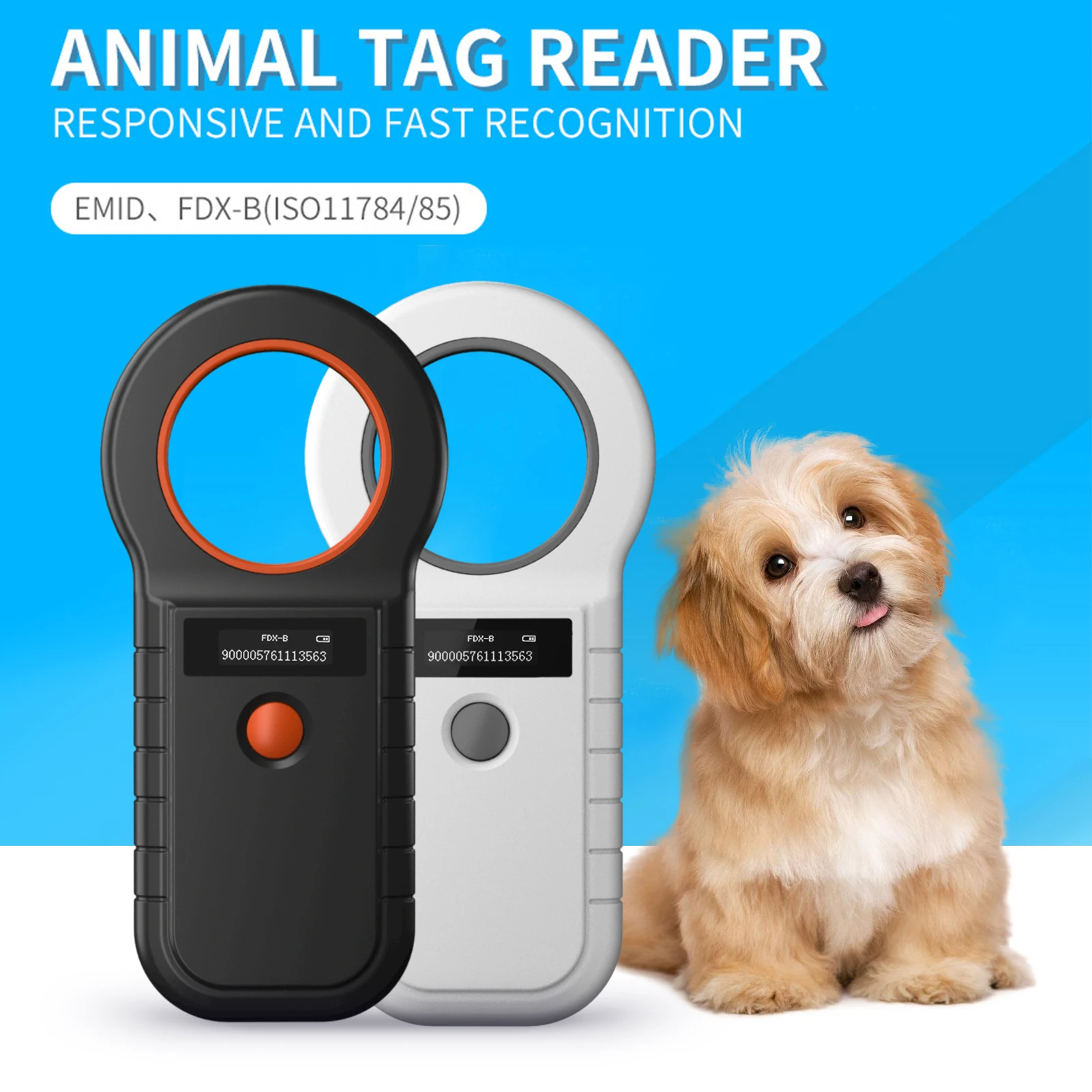 

Animal Microchip Pet Tag Scanner ID Reader RFID EMID Animal Handheld Reader BT+USB+2.4G Connect