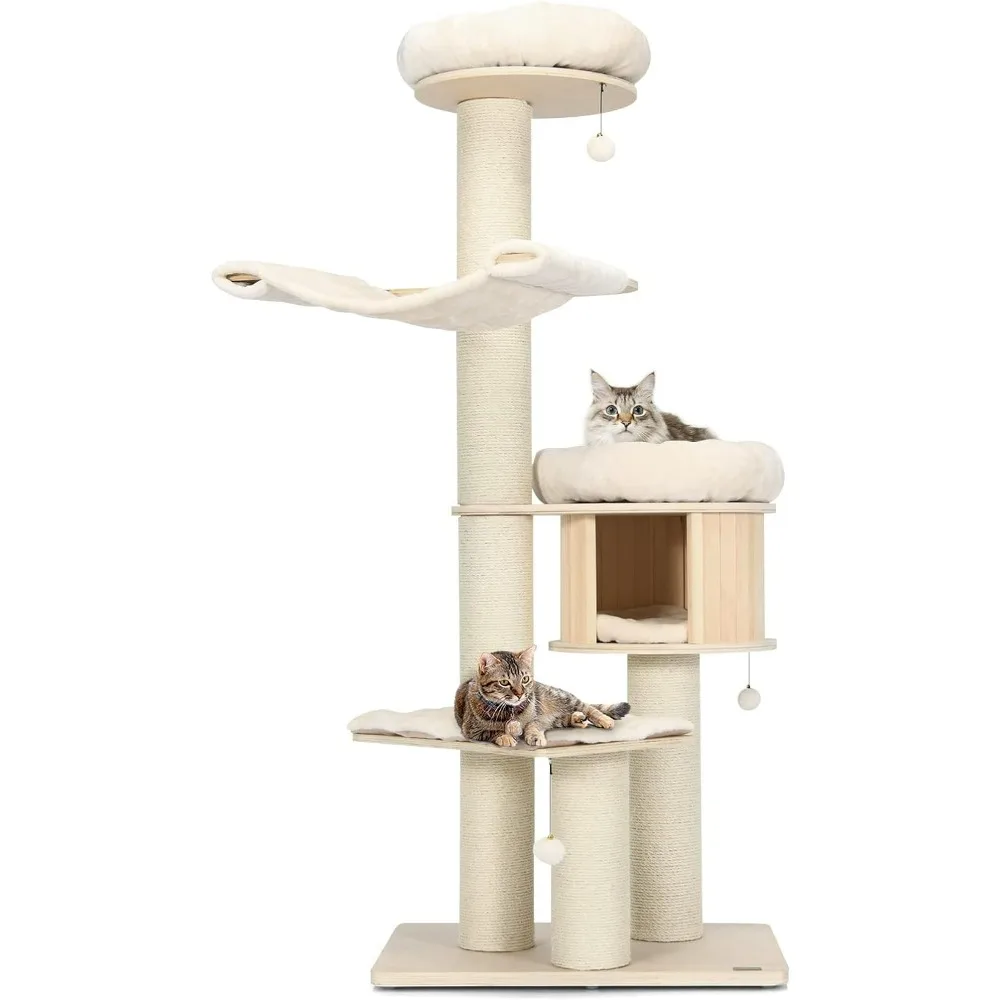 

Accessories for Cats Trees Washable Cushions Modern Cat Tree Wood Cat Trees and Towers for Indoor Large Cats Scraper Pet Tower