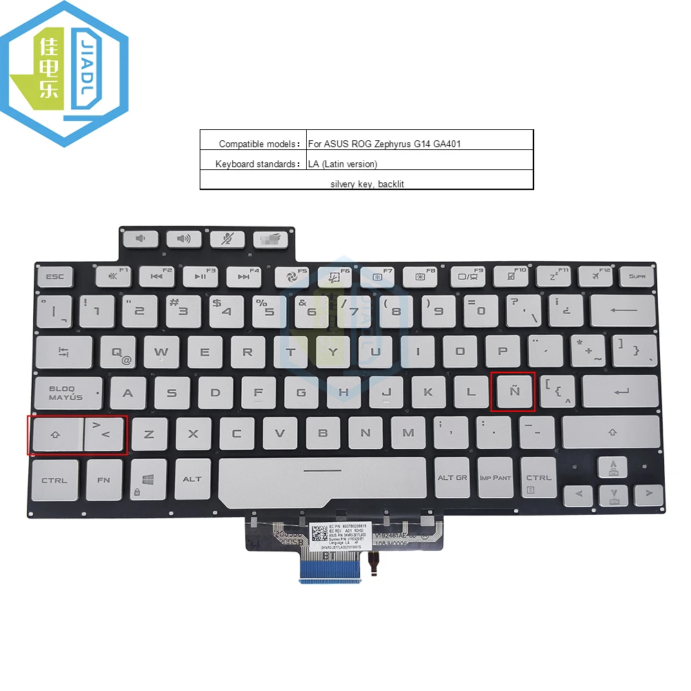US English SP Spain Latin Ukrain backlit laptop keyboard For ASUS ROG Zephyrus G14 GA401 GA401I GA401IV GA401U 2020 8037B0169701
