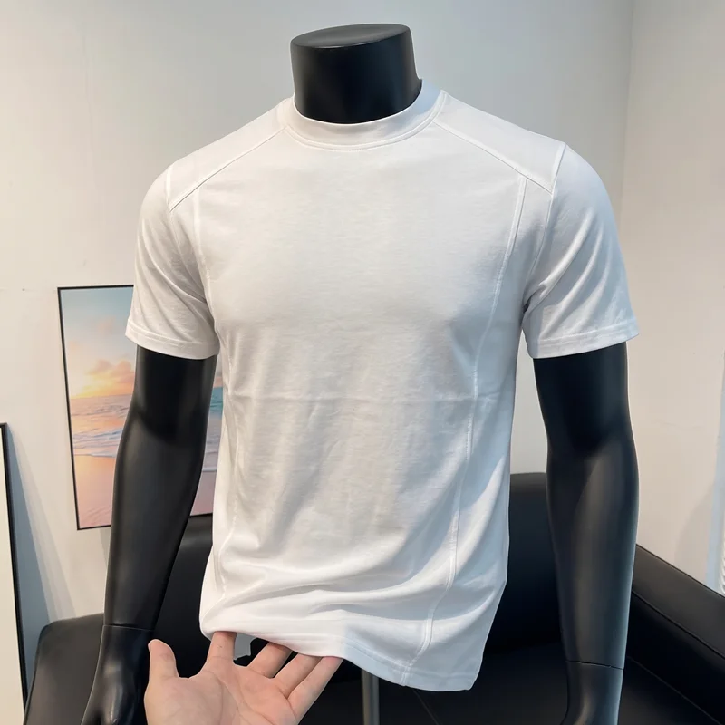 Plus Size Men's Short Sleeve Sports T-shirts Summer Ice Silk Lightweight Man Tee Tops Running Gym Fitnes Training Mens Clothing