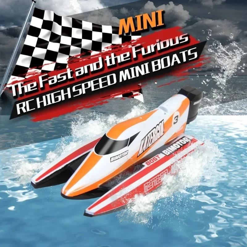 2.4G Mini RC Boot 10 km/u Afstandsbediening Boot Waterdicht Waterspeelgoed Racing Schip Model Cadeau voor kinderen Jongens Meisjes Nieuwjaarscadeau