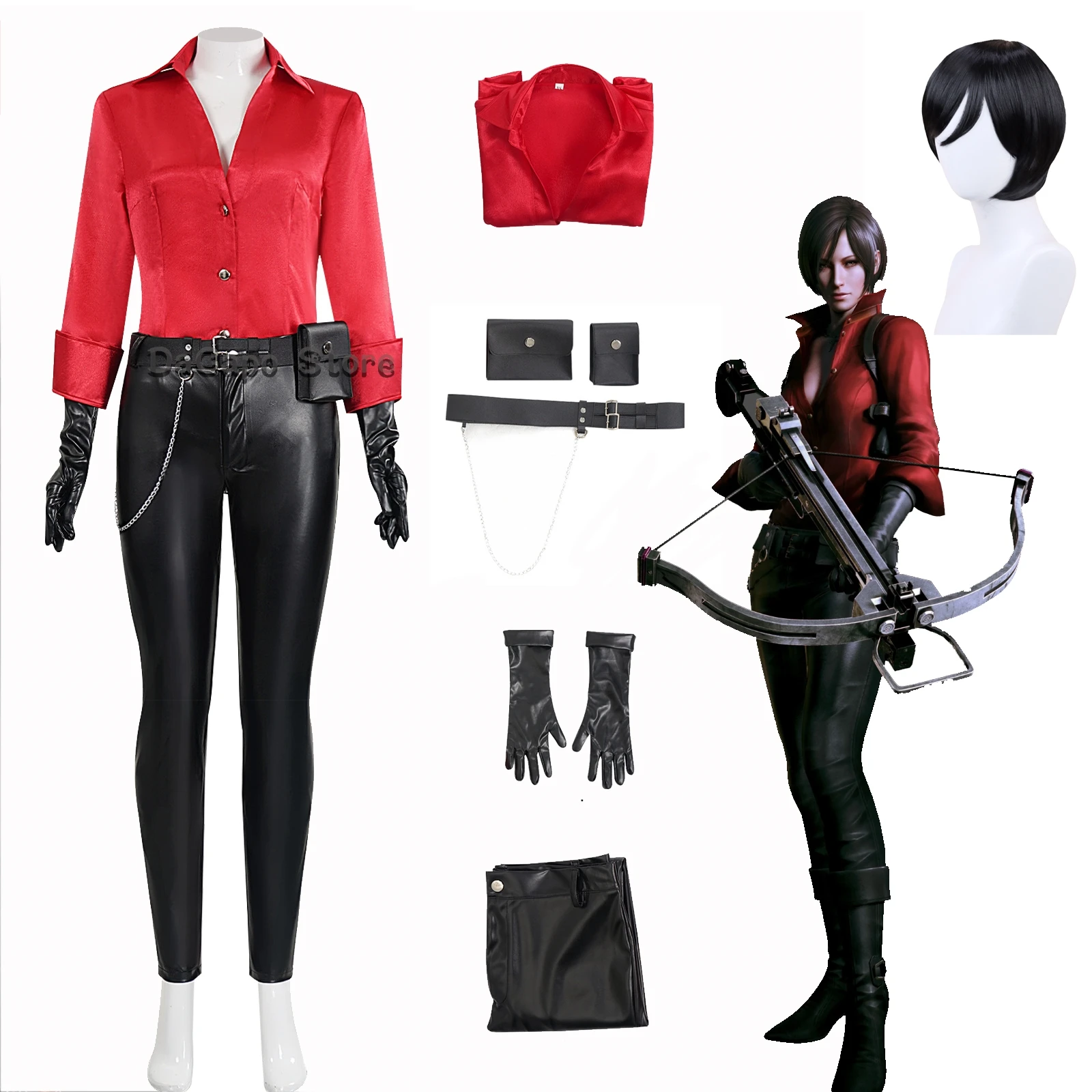 RE6 Resident 6 Ada Wong Cosplay malvados Bouses pantalones traje peluca mujer disfraz juego de rol Eida Won trajes fiesta de Halloween juego de rol