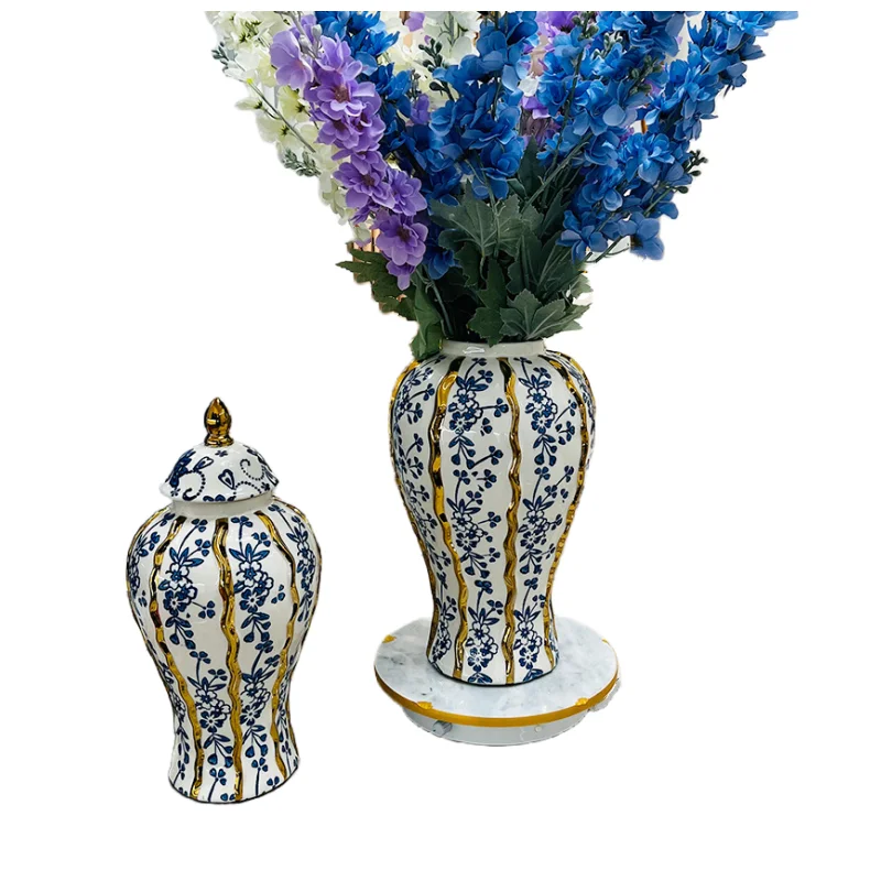 Imagem -04 - Vaso de Flores Vidradas Pintadas à Mão Azul Cerâmica Azul e Branca Porcelana Geral Artesanato Tanque de Armazenamento Jarra de Gengibre