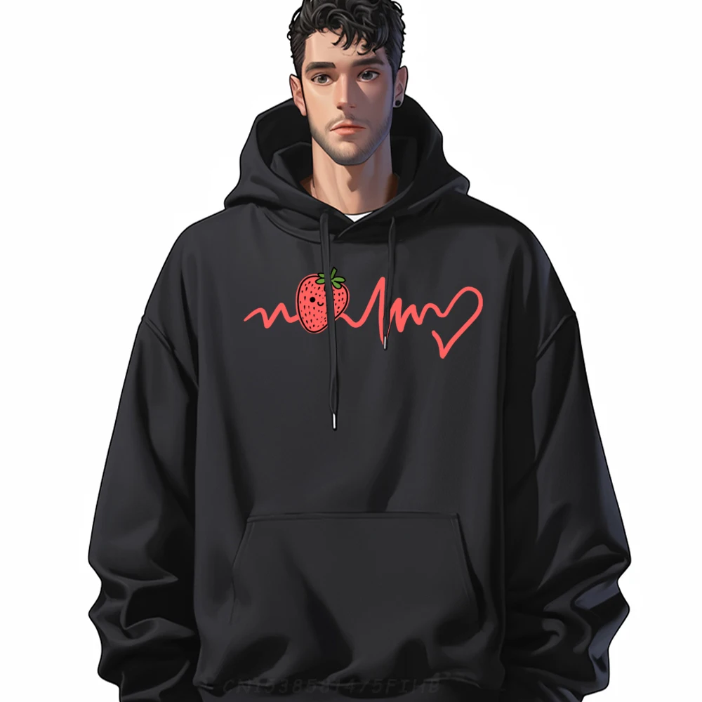 

Kawaii Strawberry Heartbeat Mens Clothing Man Eco-Friendly And Healthy Men's Sweatshirts Man Sweatshirts