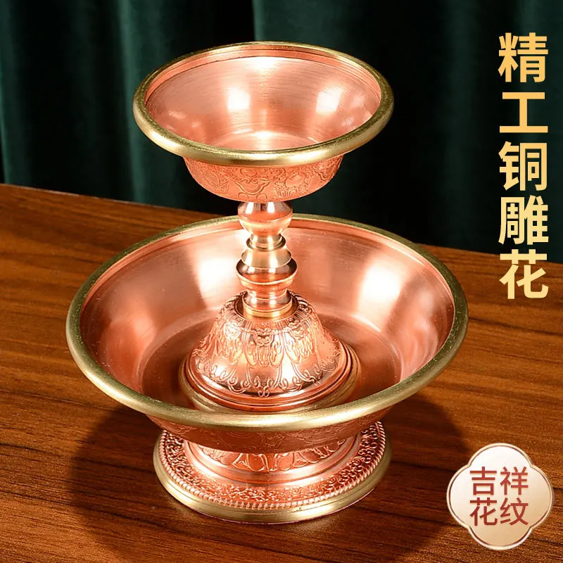 Red copper offering cup for Buddha Tibetan Buddhist ritual offerings: auspicious water cups, offering cups, and Buddhist altar d