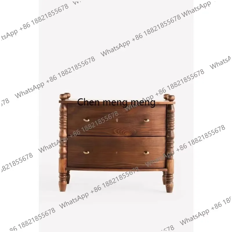 

F150 French solid wood carved bedroom bedside table, locker, antique simple living room storage decoration
