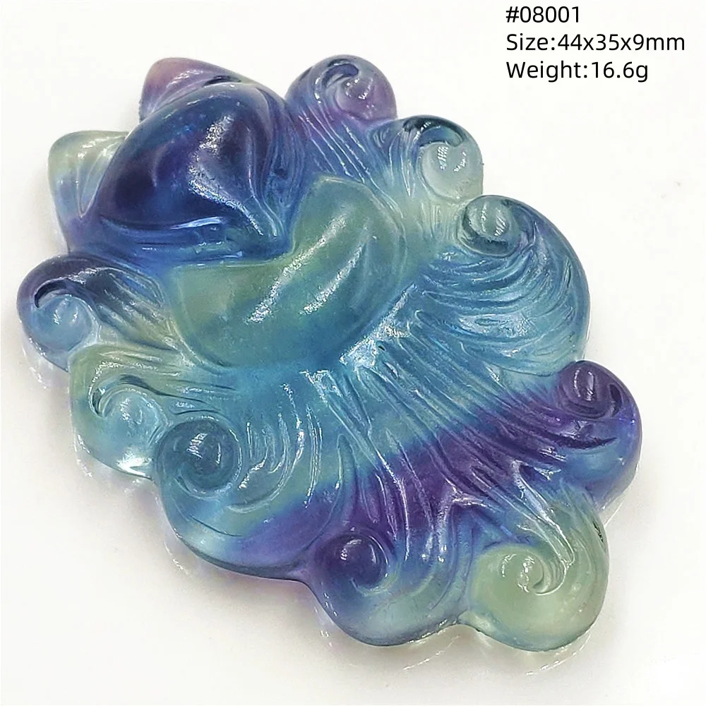 Genuine Natural Colorful Fluorite Quartz Pendant Women Men Fox 44x35x9mm Fluorite Necklace Jewelry AAAAAA view 2