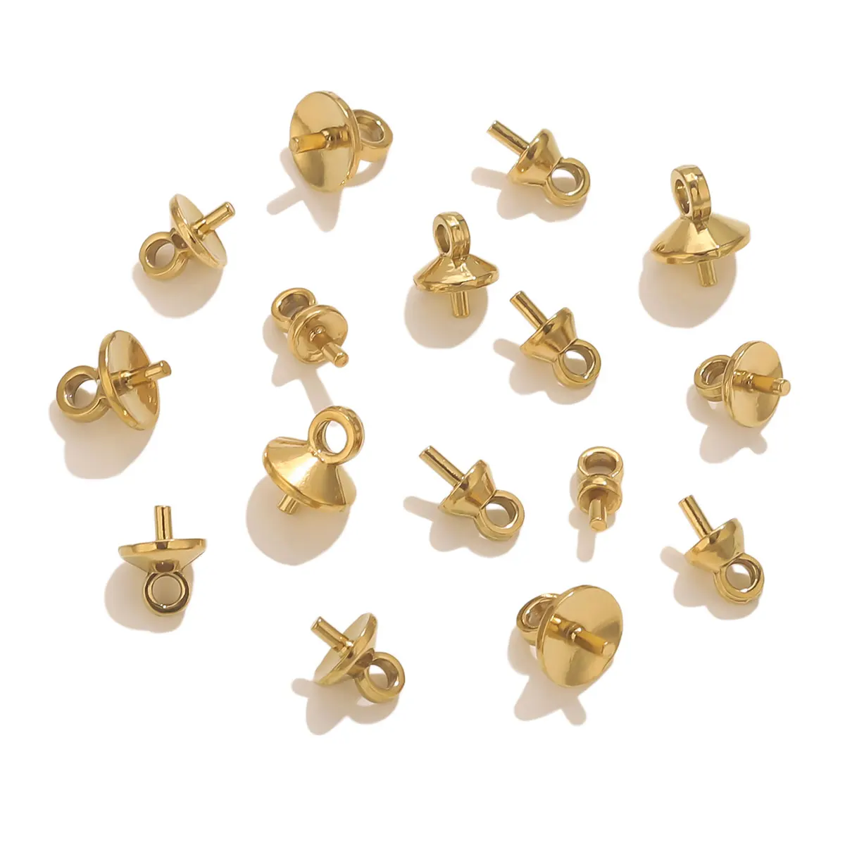

10pcs Stainless Steel Bead Cap Charm Accessories Connection Gold-plated DIY Necklace Bracelet Beads Handmade Materials Wholesale