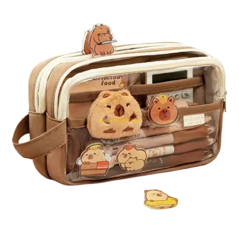 W89C حالة قلم رصاص W89C مع Capybara Capybara Pencil Pencil Bag Bag Bag Bag Hage للطالب