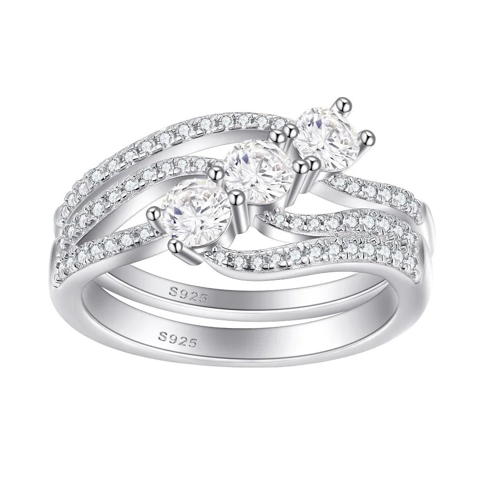

Sparkling High Carbon Diamond Suit Ring for Women - 925 Sterling Silver Engagement Ring & Bridal Wedding Band Party Jewelry Gift
