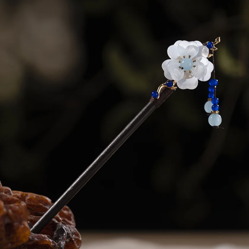 Wood Tassel Step Shaking Hairpin Chopstick Hair Stick Ancient Hair Ornament Pan Headdress Flower Hair Styling Accessories Gifts