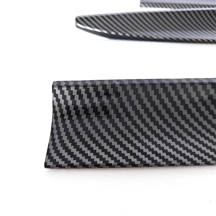 3pcs TPU Carbon Fiber Pattern Universal Sedan Hatchback Car Rear Trunk Spoiler Wing Lip Dual Deck Rear Spoiler Wing Lip
