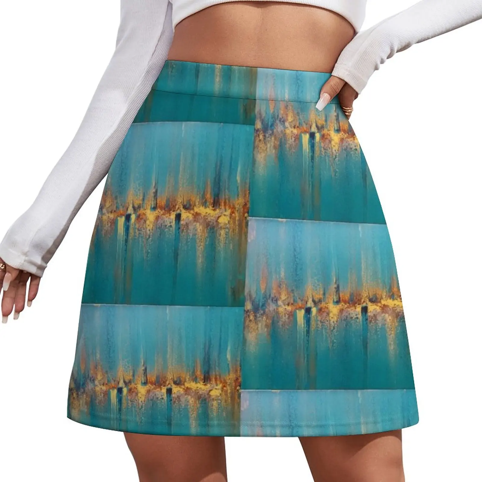 

Aqua Streams Mini Skirt japanese fashion Summer women's clothing mini denim skirt