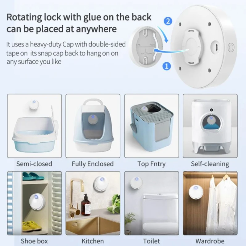 ROJECO Smart Cat Odor Purifier for Cat Litter Box Deodorizer Automatic Rechargeable Dog Toilet Air Cleaner for Pet Deodorization