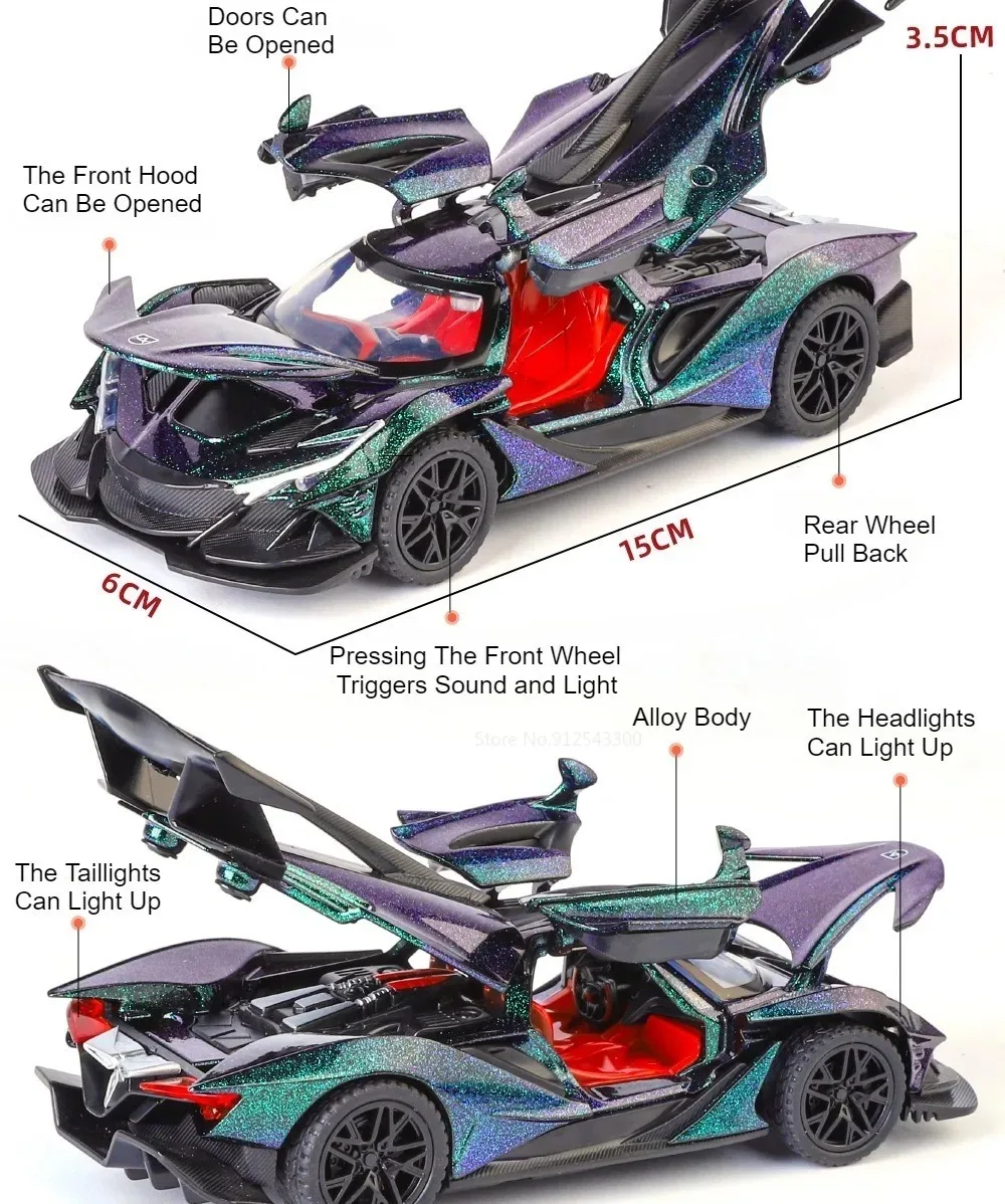 Maßstab 1:32 Apollo EVO IE Automodell Spielzeug Metalldruckguss Zurückziehen Super Cars Türen Geöffnete Fahrzeugmodelle Beste Geschenke für Kinder – Detail 13