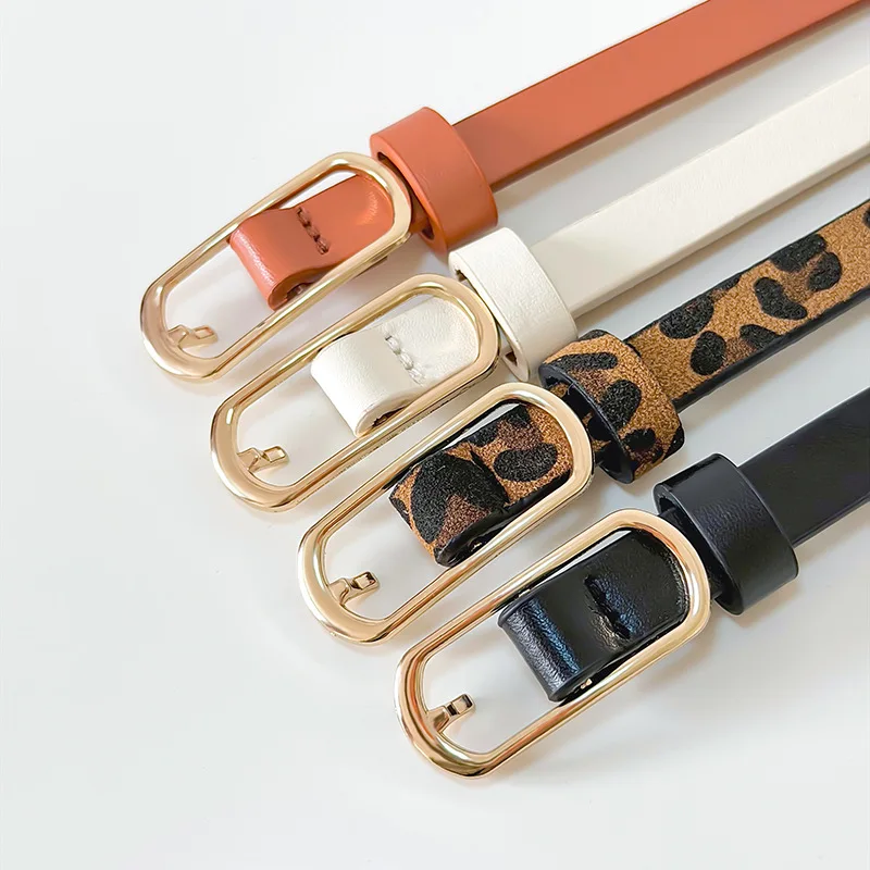 Women's Boho Leopard Print Thin PU Belt Elegant Slim Fit Waist Accessory for Dress Matching Perfect for Daily Ladies Outfit Wear