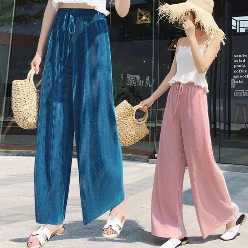 

Women Loose Wide Leg Pants Elastic High Waist Casual Pants Spring Summer Korean Fashion Elegant Pants Y2k Streetwear Women