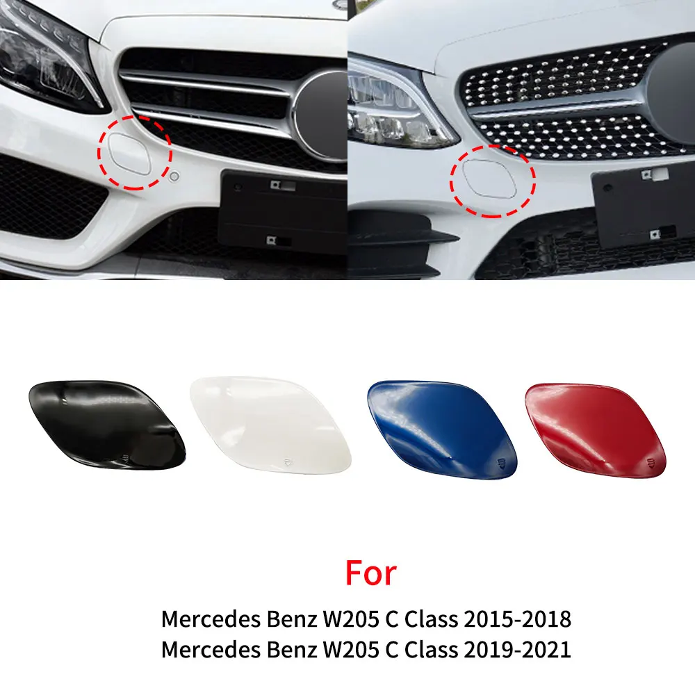 For Mercedes W205 Sport Car Front Bumper Tow Eye Cap Tow Hook Cover With Color For Benz W205 C CLASS 2015-2021 C180 C200 C300