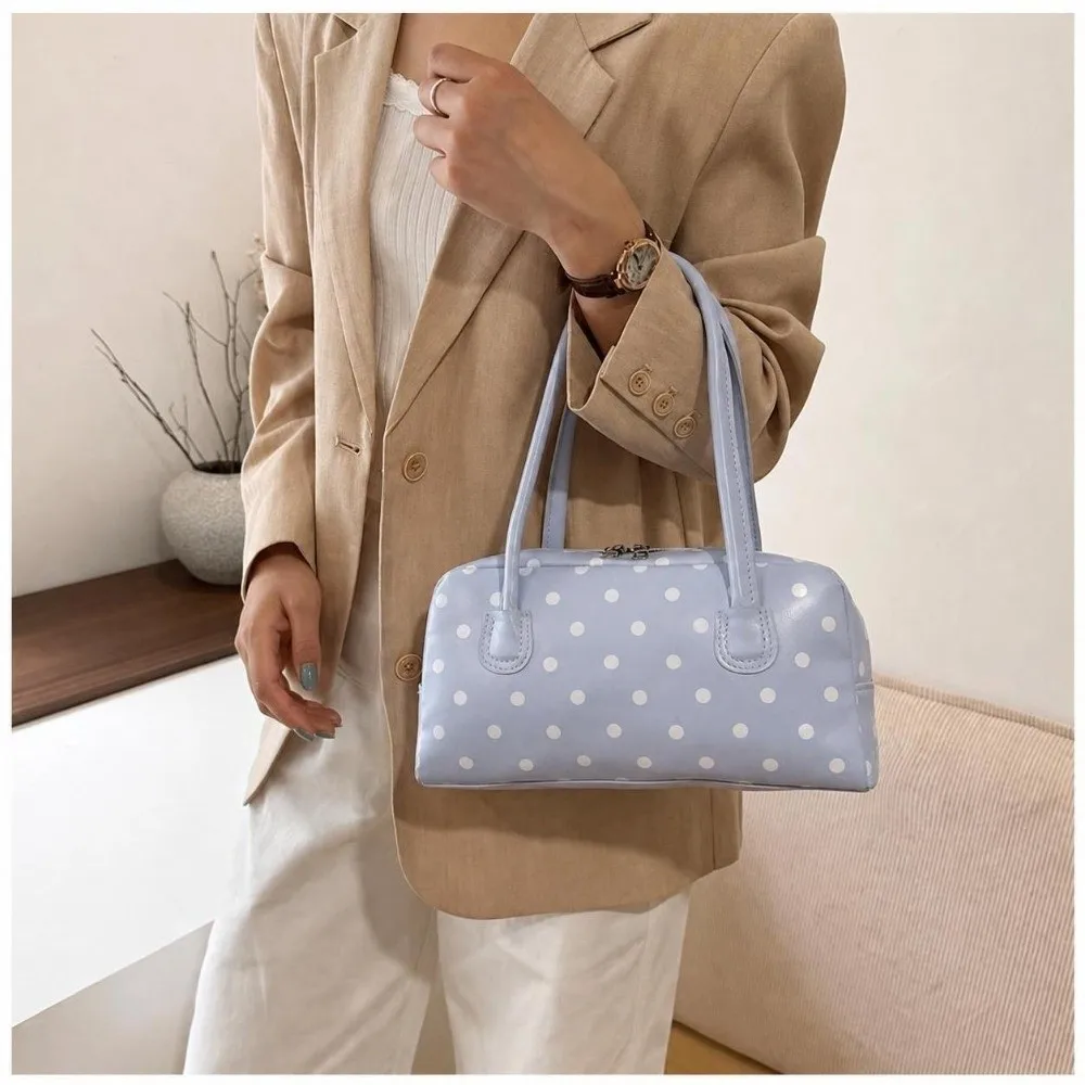 Fashion Polka Dot Pattern Shoulder Handbag PU Leather Large Capacity Underarm Bag Zipper Ladies Handbag Women