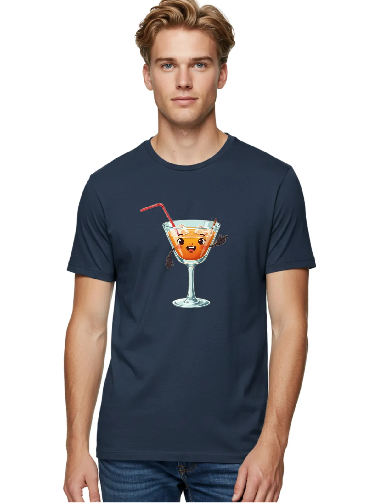 Cocktail-Glass-2 Mens Graphic Tee, 100% Cotton, Casual Summer Wear