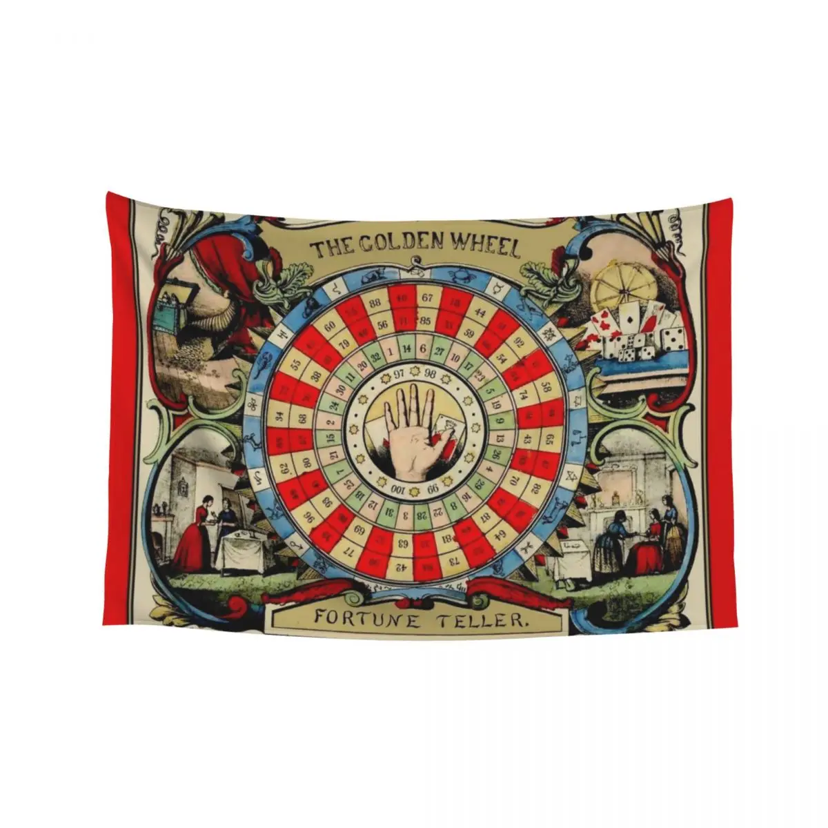 

FORTUNE TELLER ; The GOLDEN wheel 12 Links Burning River Zen Tapestry Room Design Decoration For Rooms Wall Decoration Tapestry