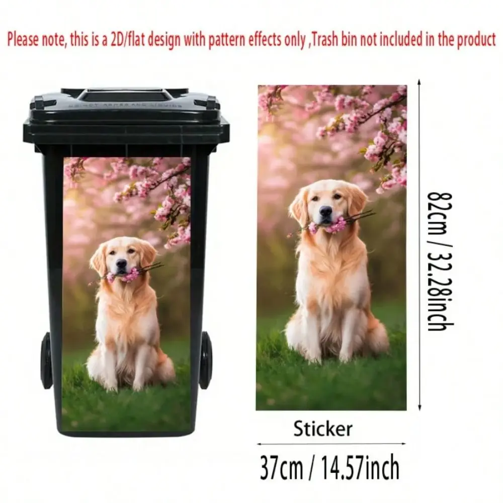 Funny Animal Series Garbage Pail Stickers 2D Self Adhesive Dustbin Poster PVC Waterproof Wheelie Bin Sticker Outdoor Patio Decor