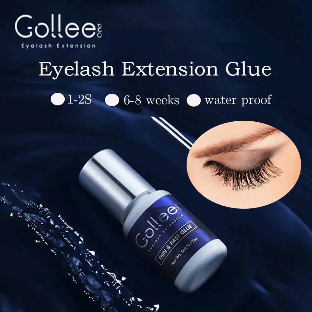 

Gollee Eyelash Extension Glue 6-8 Weeks Long Lasting False Eyelashes Glue 1-2s Dry Time Waterproof for Professional Lash Artist