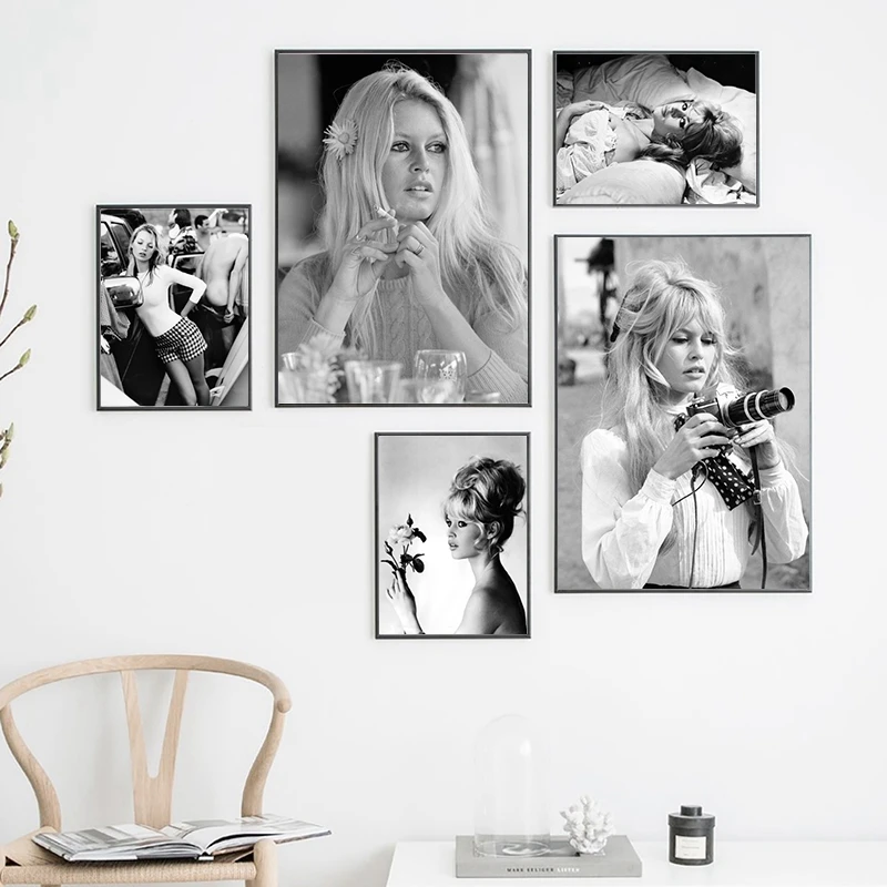 بريجيت الفرنسية الأزياء المشارك قماش الفن يطبع، أبيض وأسود نموذج صور خمر صورة الفن اللوحة ديكور جدران غرفة المنزل #1