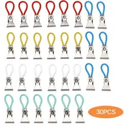 30 Pieces Towel Clips Not Easy to Deform Durable Thicken Hanging Kitchen Clips Smooth Rustproof Towel Loops Anti Slip Hook Clamp