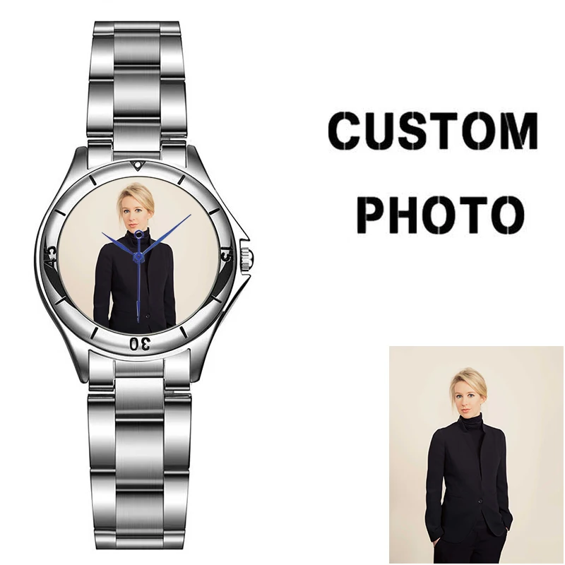 Stainless Steel Strap Quartz Movement 3ATM Waterproof Women Personalized Watch with Photo OEM Printing