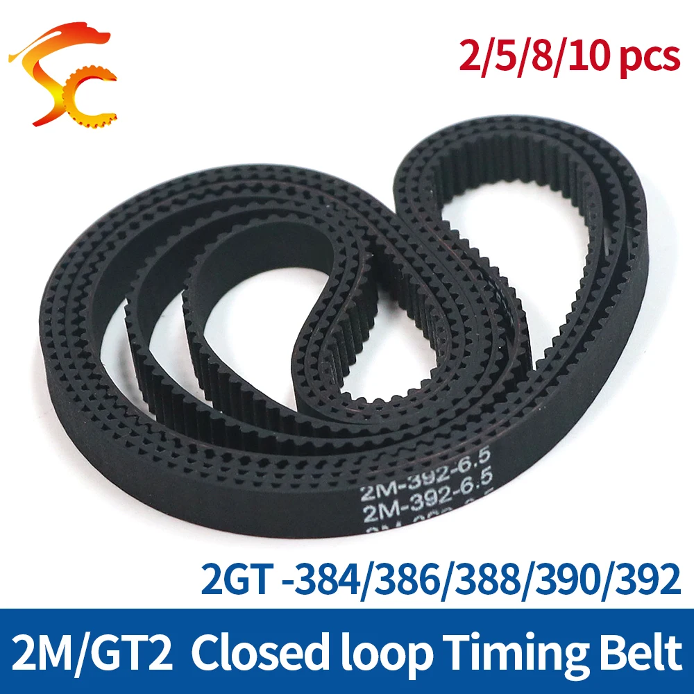 3D printer Closed loop belt 2M GT2 perimeter 384/386/388/390/392 width 6/9/10/15mm rubber belt