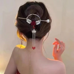 Alloy Tassel Decorate Party Hair Clip New Headwear Floral Hair Sticks for Women Hairpin Female Chinese Style Hair Accessories