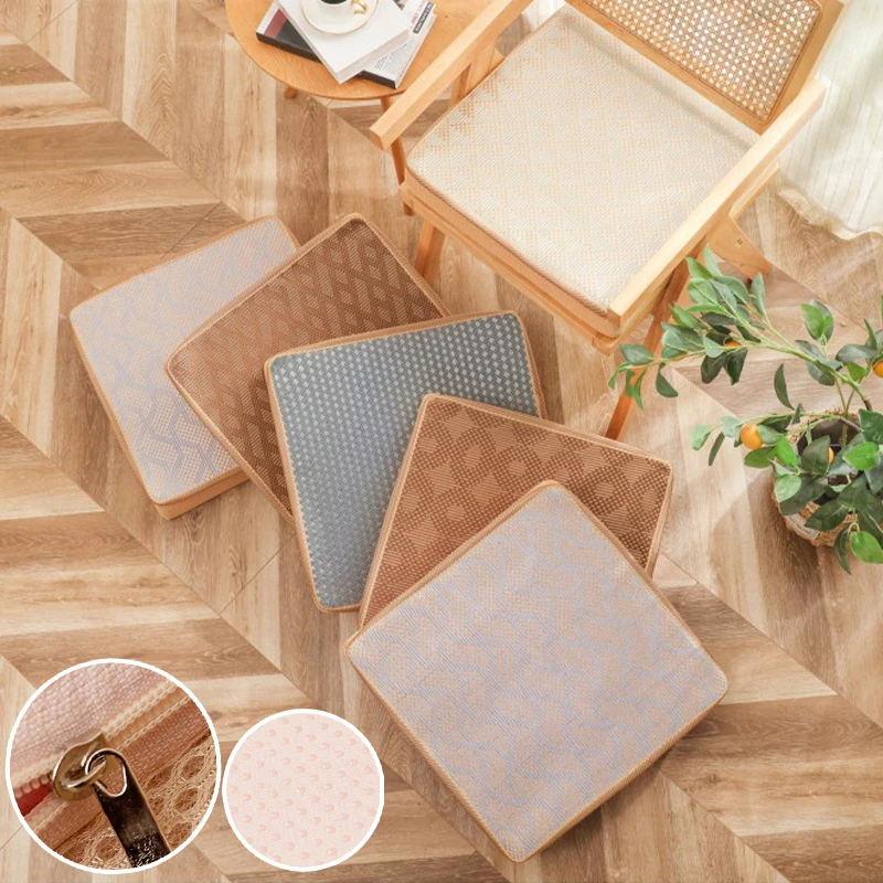 

Cooling Seat Cushion Summer Ice Rattan Mat Anti-Slip Base Reinforced Edges for Indoor Outdoor Chairs Easy Wash with Zippered