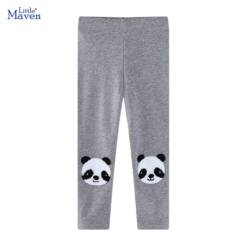 Little maven Korean Baby Girls Leggings Cotton Trousers Kids Clothes Cartoon Panda Embroidery Children's Clothing Pants