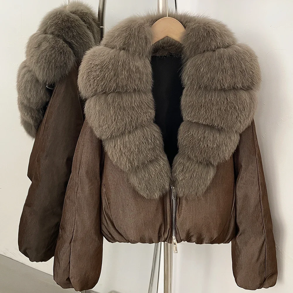 OFTBUY 90% White Duck Down Coat Luxury Winter Puffer Jacket Women Female Real Natural Fox Raccoon Fur Thick Warm Parkas