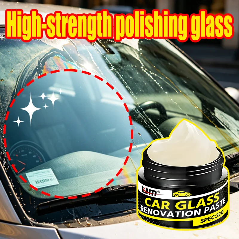 KJM Car Glass Oil Film Remover Paste Auto Windshield Polishing Renovation Cream for Car Windows & Mirrors 32G