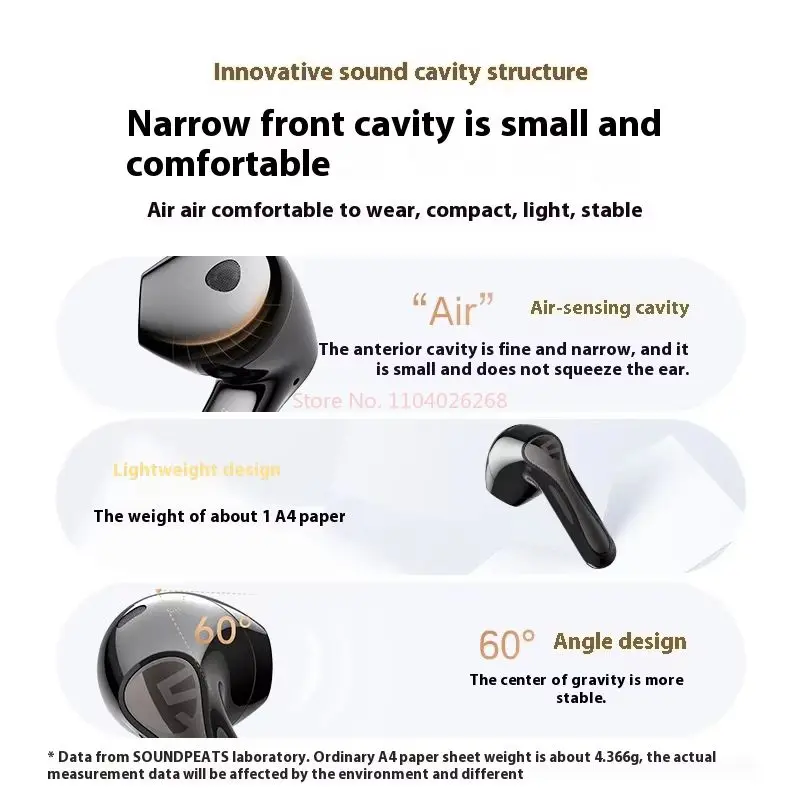 SoundPEATS Air5 Lite سماعة أذن لاسلكية مع 2 ميكروفونات AI للحد من الضوضاء مرحبا الدقة SISA صوت مسكن نصف في الأذن سماعات أذن مخصصة للألعاب #4