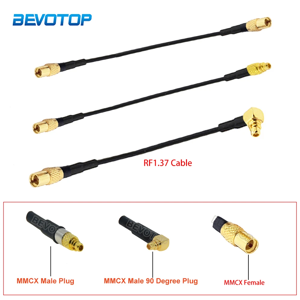 1Pcs MMCX Male Plug to MMCX Female Jack Connector RF1.37 Cable Pigtail RF Coaxial Cable Extension Cord Jumper 5CM-15M