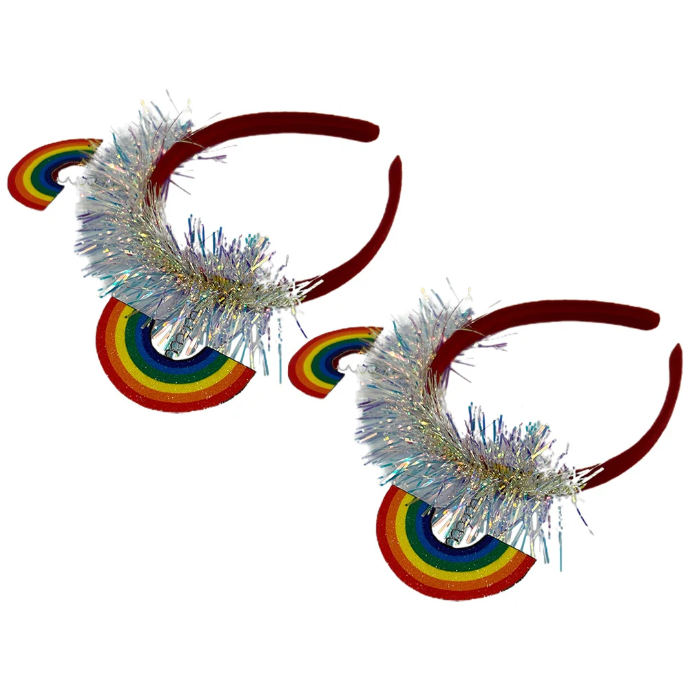 

2Pcs Rainbow Headband Pride Month Decorative Headdress Men Women Party Accessory Colorful Hair Hoop Gift Headband