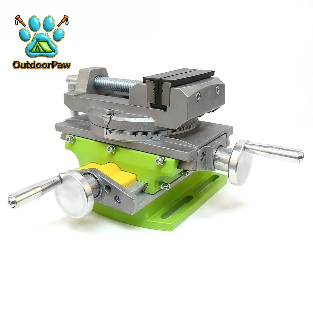 2-In-1 Cross Slide Vise Composite Milling Drilling Rotatable Base Aluminum Alloy Workbench