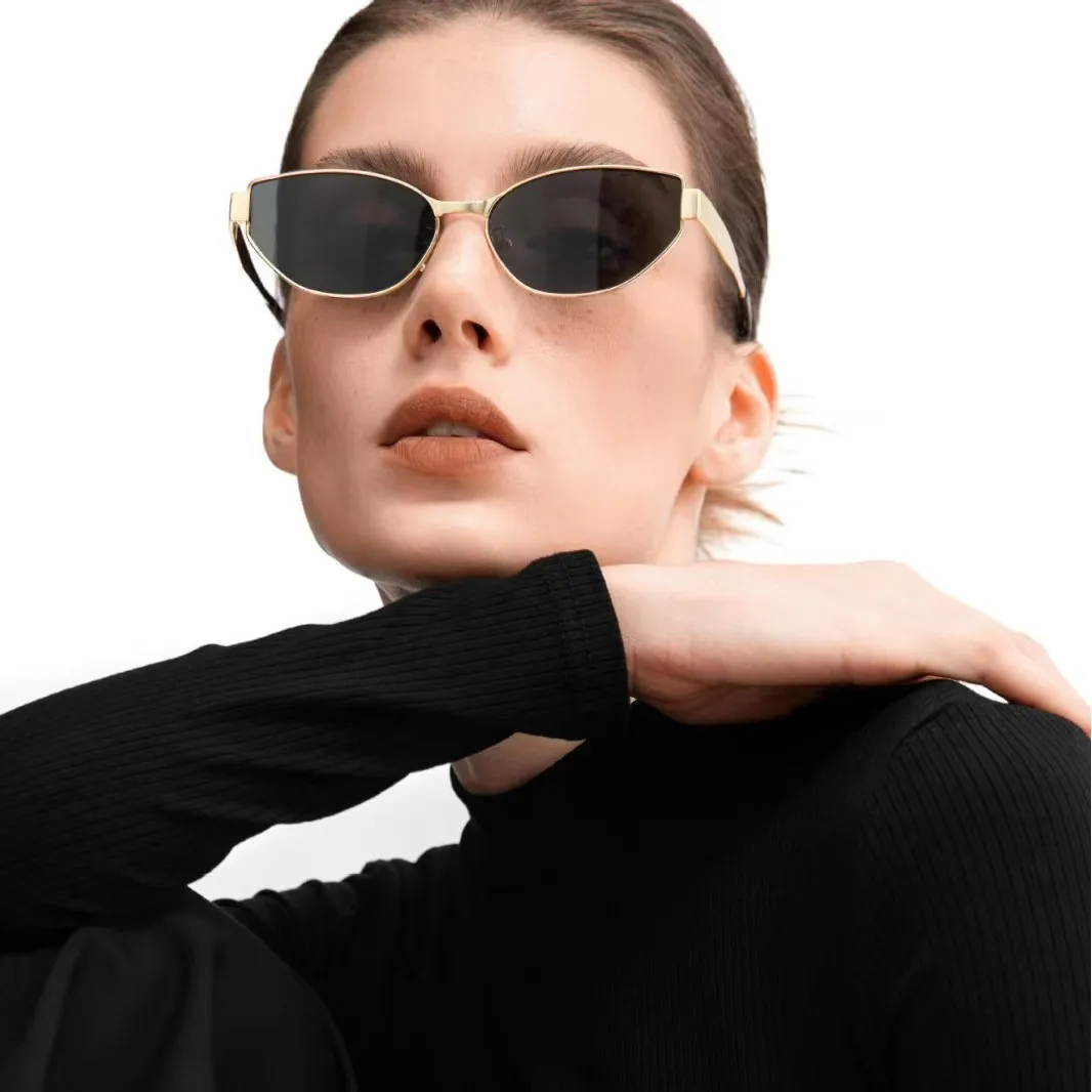 

New Fashion Korean Style Small Glasses Woman Fashionable Versatile Metal Cat's Eye Sunglasses UV400 High-Quality