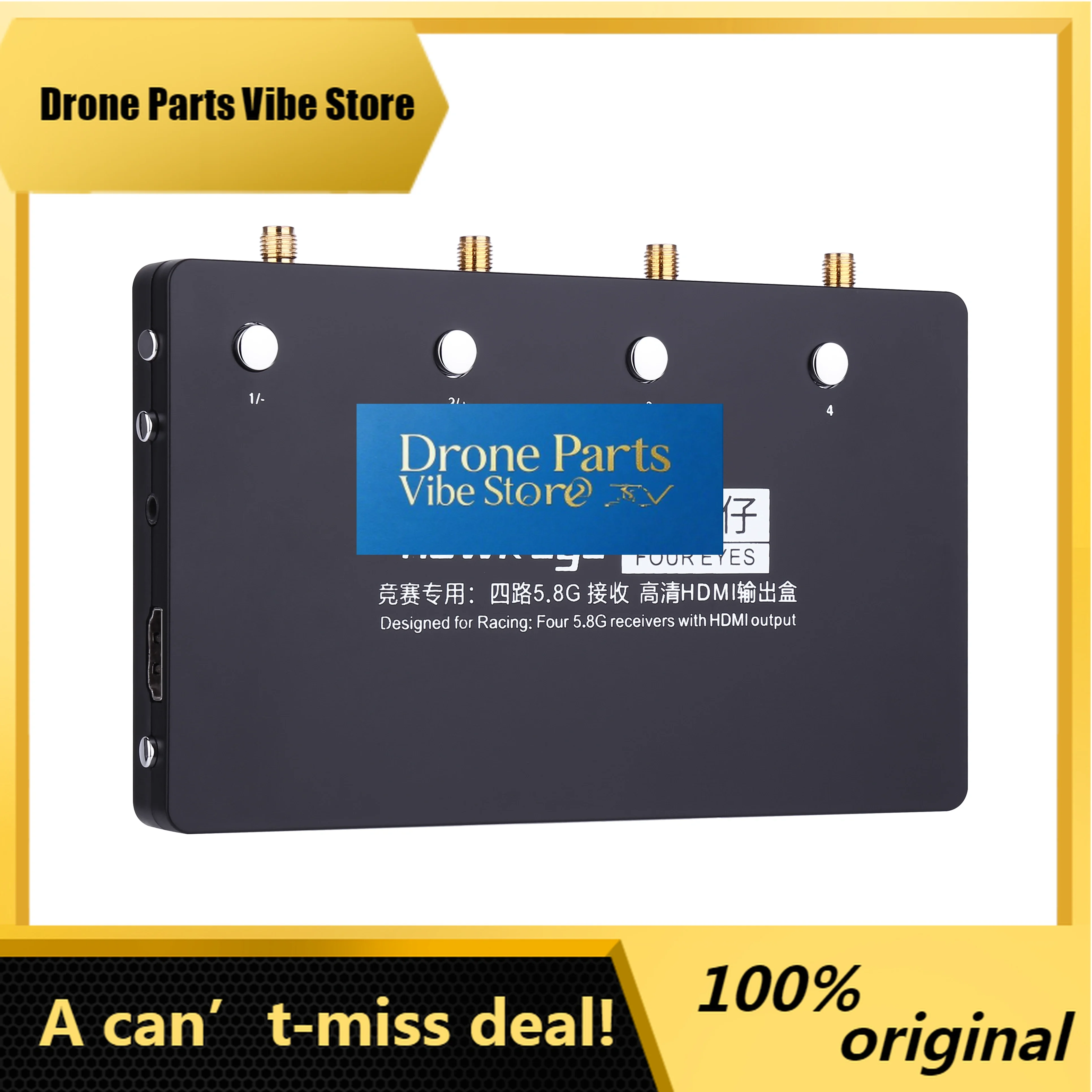 DronePNewest Hawkeye Four Eyes V2 4-Channel 5.8G Receiving 4-Segment HDMI TV Output 5.8G Display Screen / Phone For RC Racing D