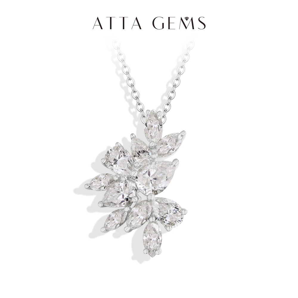 

ATTAGEMS Moissanite Necklace For Women Full D VVS1 Lab Diamond luxury Pendant S925 Sterling Silver Engagement Party Jewelry Gift