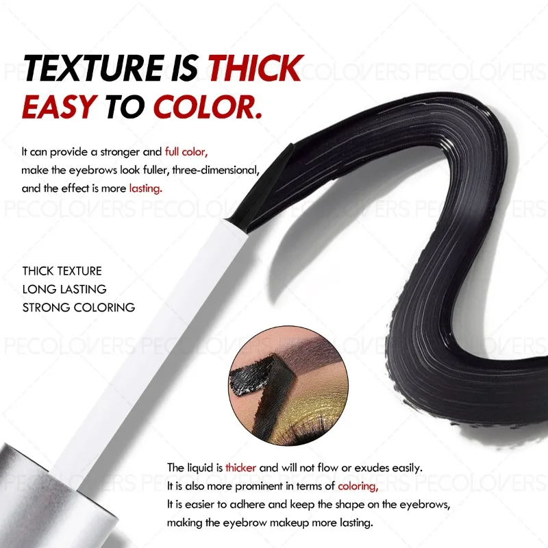 3 Colors Tear-pull Eyebrow Cream, Long-lasting and Natural, Eyebrow Gel, Brown and Black, Waterproof and Sweat-proof