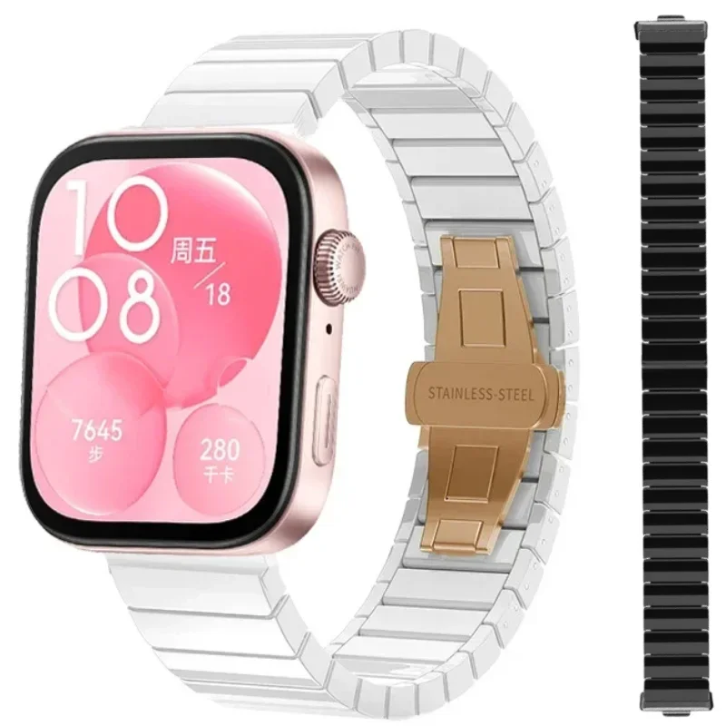 

Ceramic Strap For Huawei Watch Fit 4Pro/4/3 Strap Metal Butterfly Buckle Classic Wristband For Huawei Watch Fit 3 4 Accessories